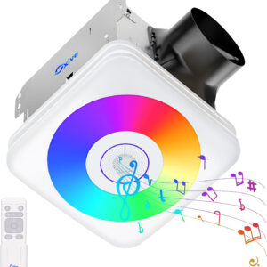 Oxive Bathroom Exhaust Fans with Bluetooth Speaker and Light