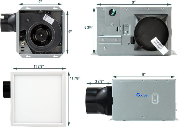Oxive SNP100L9 Bathroom Exhaust Fans | Dimmable 4000K Edge Lit LED - Image 2