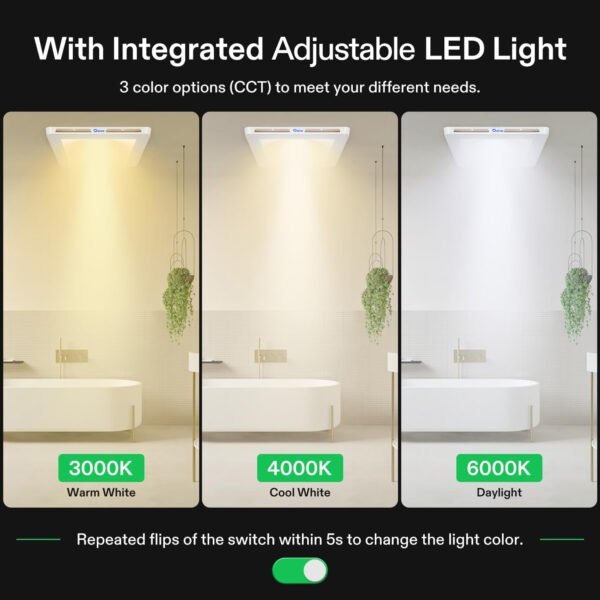 Oxive Bathroom Exhaust Fans with LED Light, Adjustable Light - Image 2