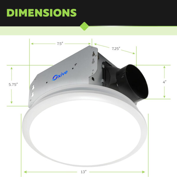 Oxive 7141-80 Bathroom Exhaust Fans Integrated LED Light, 1.1 Sones 80 CFM - Image 2