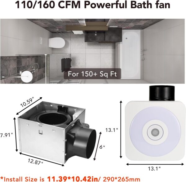Oxive Bathroom Exhaust Fans with Bluetooth Speaker and Light - Image 4