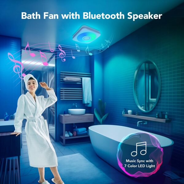 Oxive Bathroom Exhaust Fans with Bluetooth Speaker and Light - Image 3