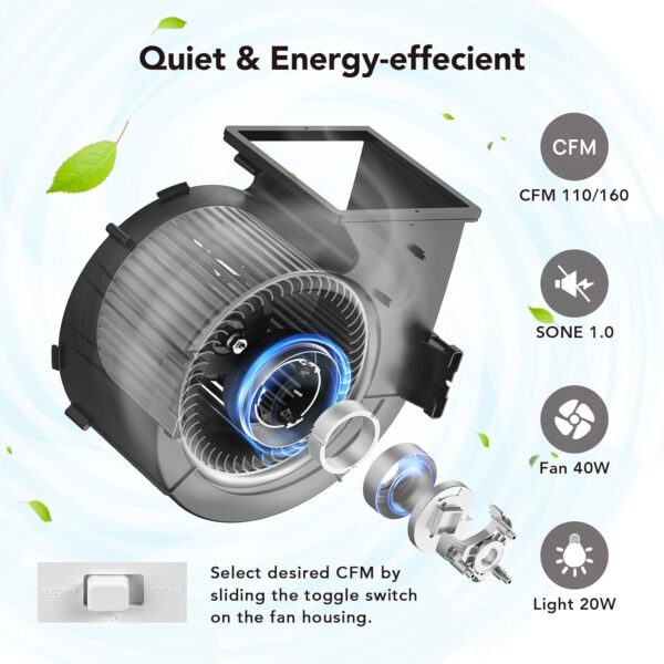 Oxive Bathroom Exhaust Fans with Bluetooth Speaker and Light - Image 2
